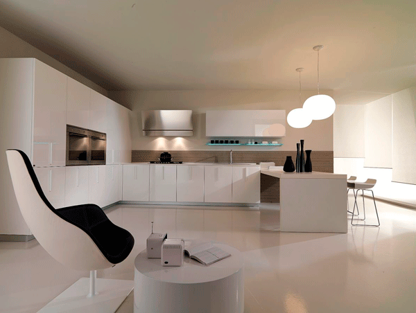 большой дом кухня современный стиль белый цвет
